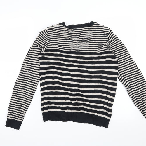 H&M Womens Beige Striped  Cardigan Jumper Size S