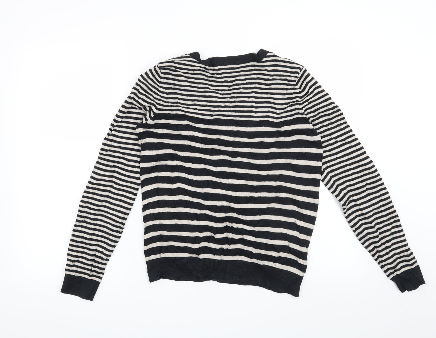 H&M Womens Beige Striped  Cardigan Jumper Size S