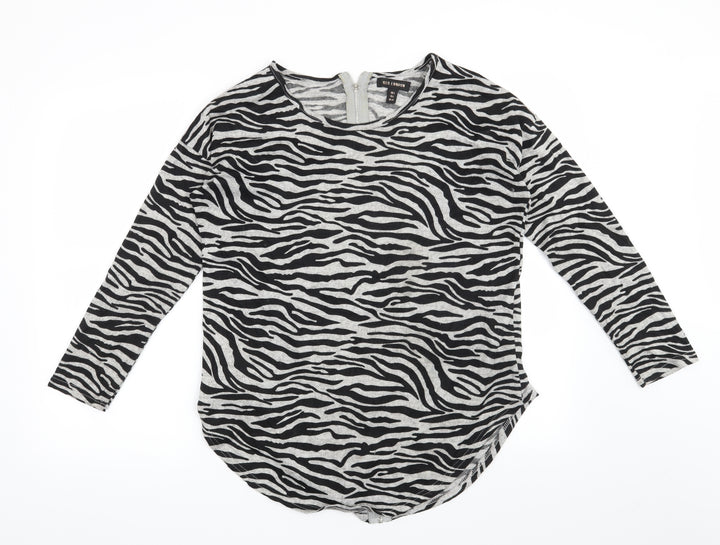 QED London Womens Grey Animal Print  Pullover Sweatshirt Size S