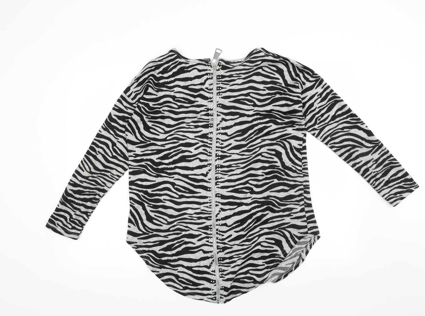 QED London Womens Grey Animal Print  Pullover Sweatshirt Size S