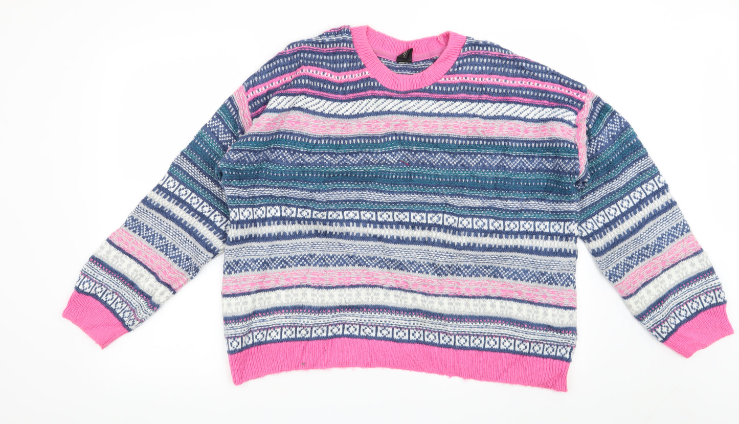 Urban Outfitters Womens Blue Striped  Pullover Jumper Size L