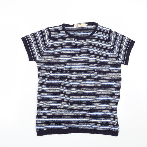 EWM Womens Blue Striped  Pullover Jumper Size 10