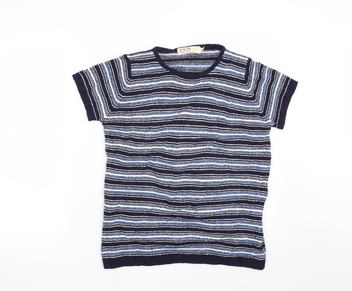 EWM Womens Blue Striped Pullover Jumper Size 10