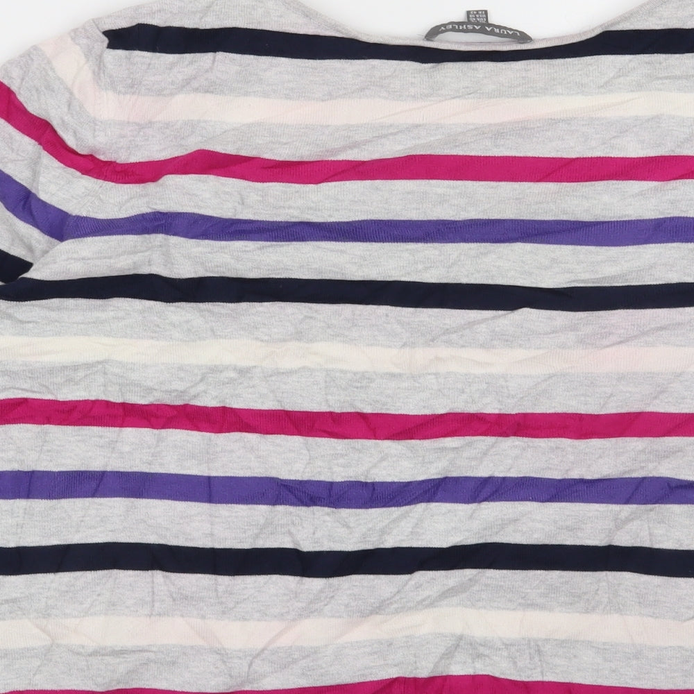 Laura Ashley Womens Grey Striped  Pullover Jumper Size 14