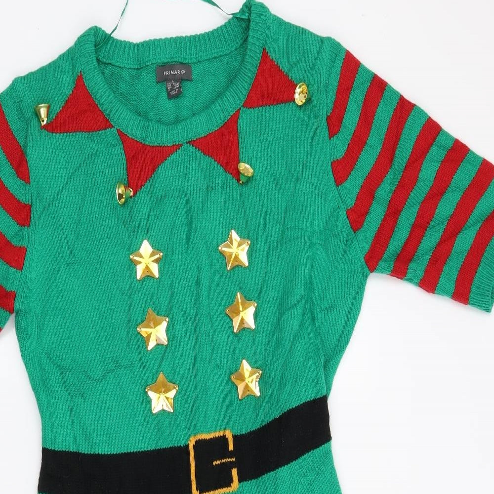 Primark Womens Green   Jumper Dress  Size 14  - Christmas Elf