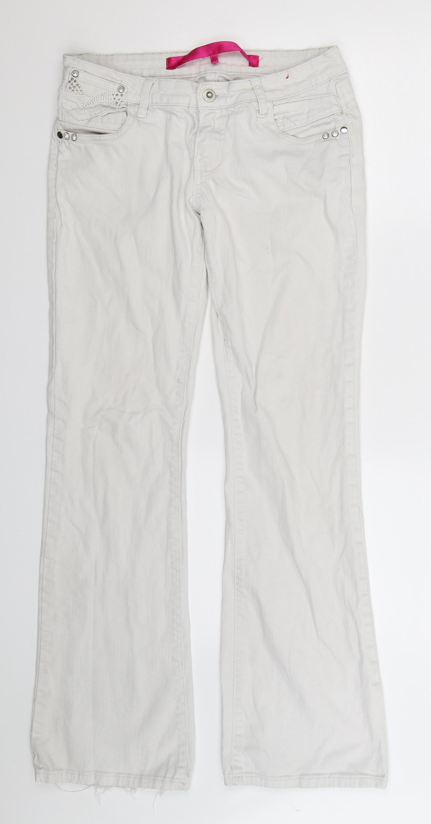 Vivid Womens White  Denim Bootcut Jeans Size 12 L31 in