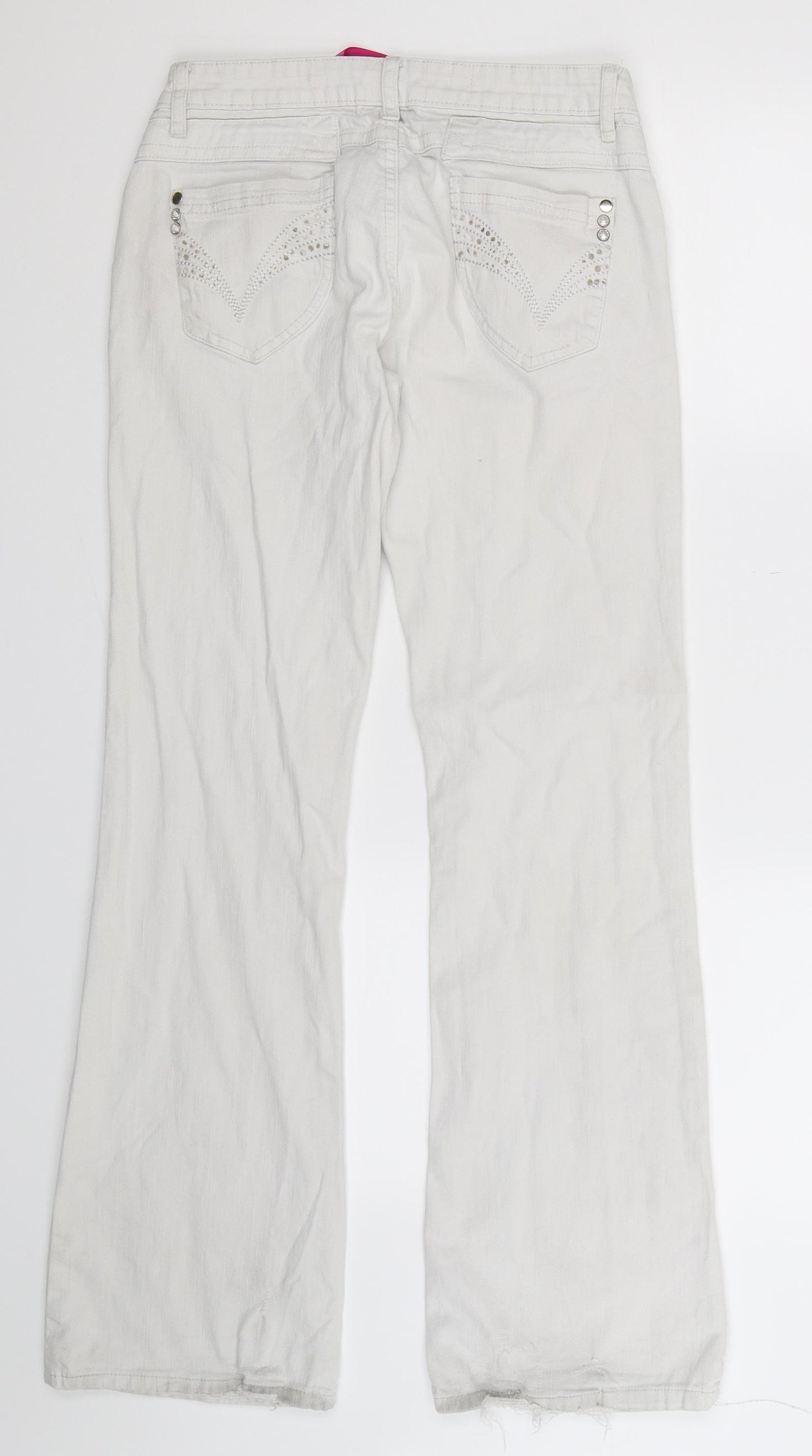 Vivid Womens White  Denim Bootcut Jeans Size 12 L31 in