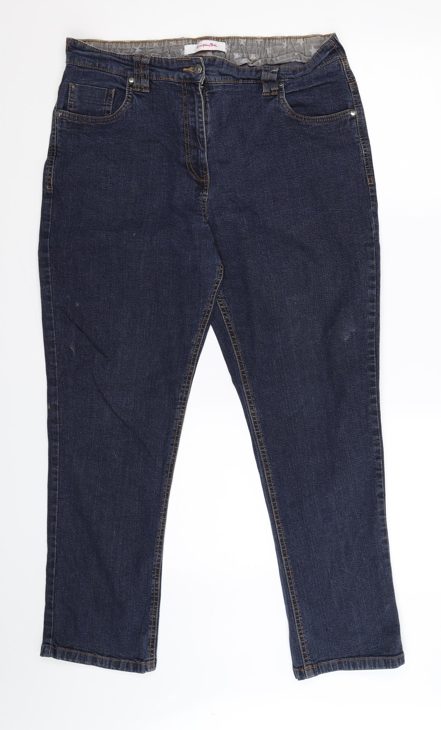 Simply Be Womens Blue  Denim Straight Jeans Size 16 L28 in
