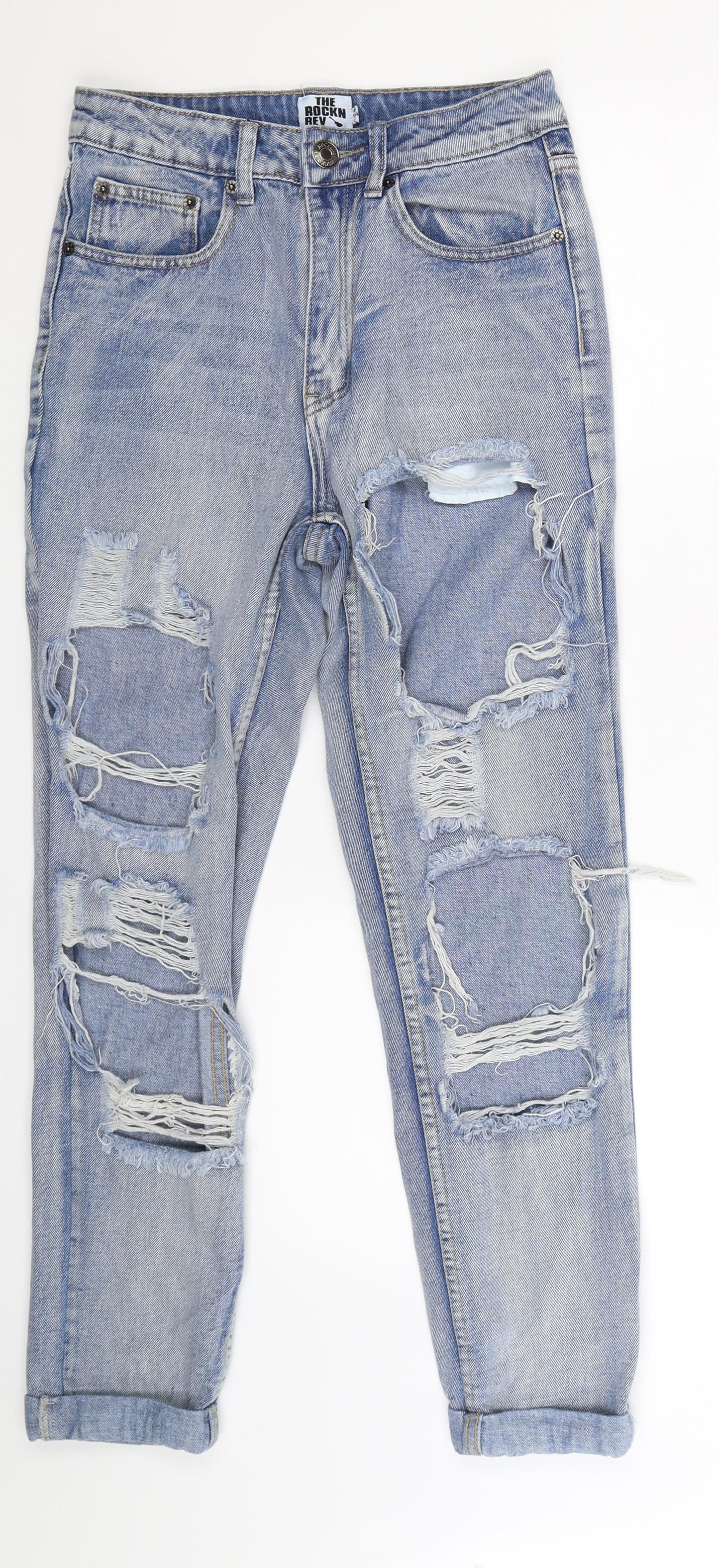 The Rockn Rev Womens Blue  Denim Mom Jeans Size 8 L27 in
