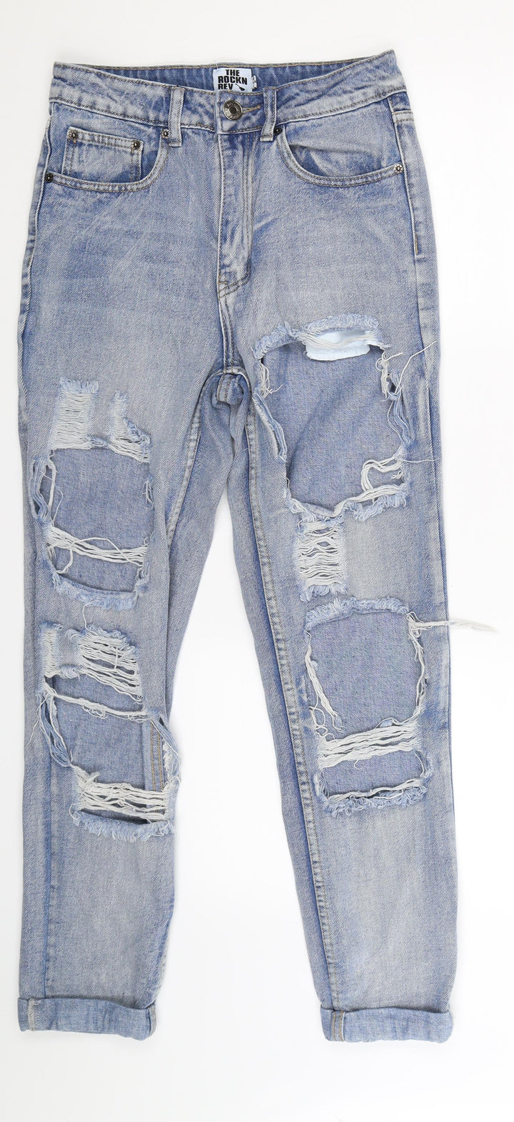 The Rockn Rev Womens Blue  Denim Mom Jeans Size 8 L27 in