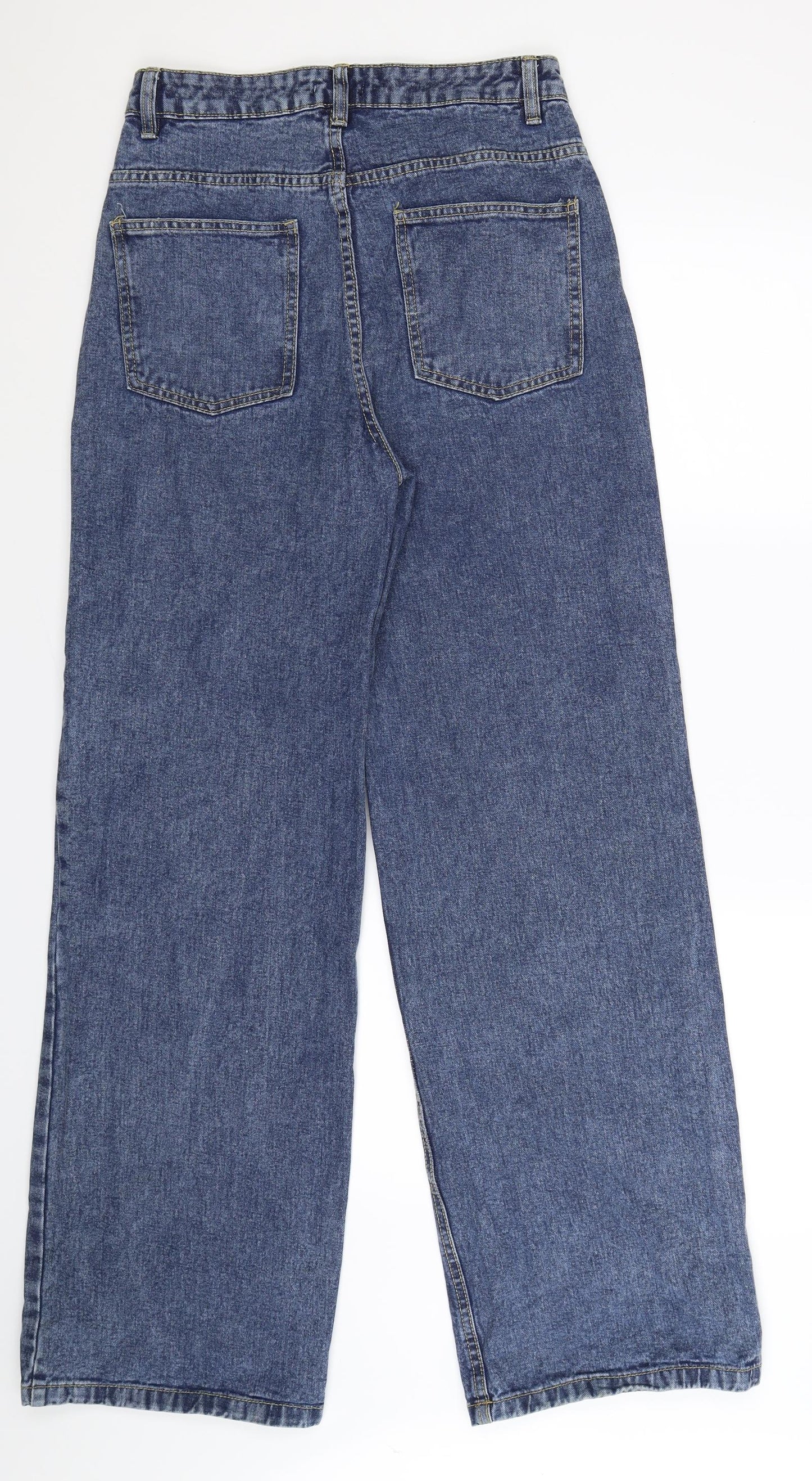 Boohoo Womens Blue  Denim Wide-Leg Jeans Size 10 L33 in