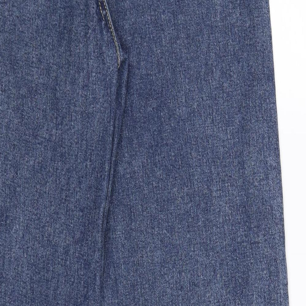 Boohoo Womens Blue  Denim Wide-Leg Jeans Size 10 L33 in