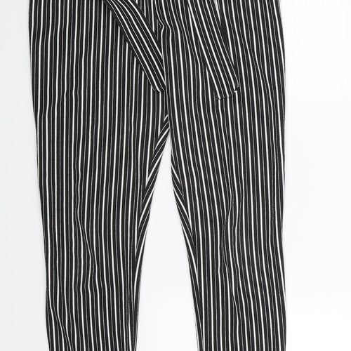 PRETTYLITTLETHING Womens Black Striped  Trousers  Size 10 L27 in