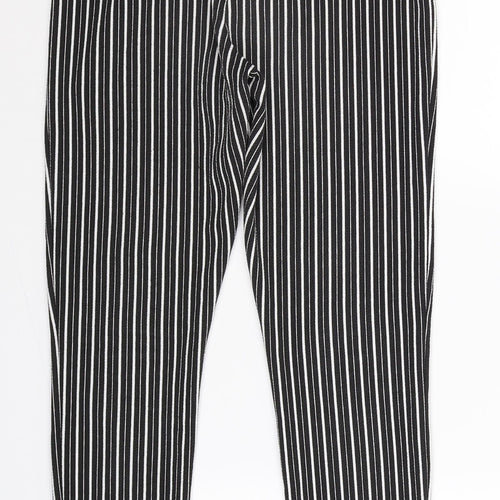 PRETTYLITTLETHING Womens Black Striped  Trousers  Size 10 L27 in
