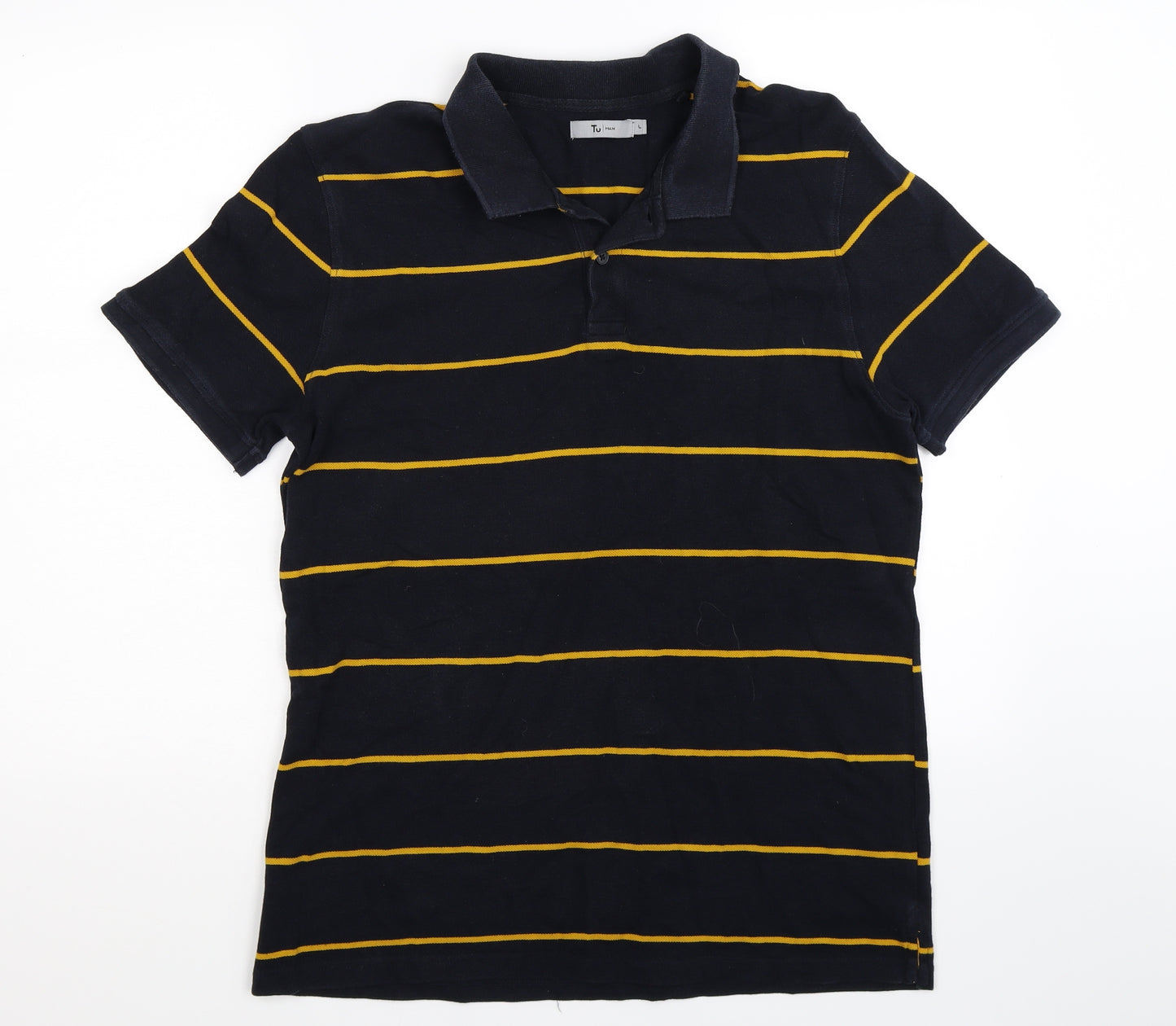 TU Mens Blue Striped   Polo Size L