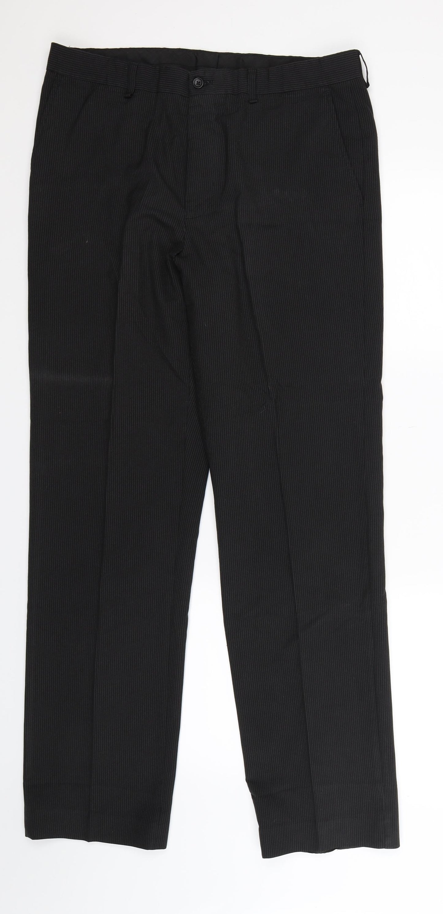 BHS Mens Black Striped  Dress Pants Trousers Size 34 L32 in