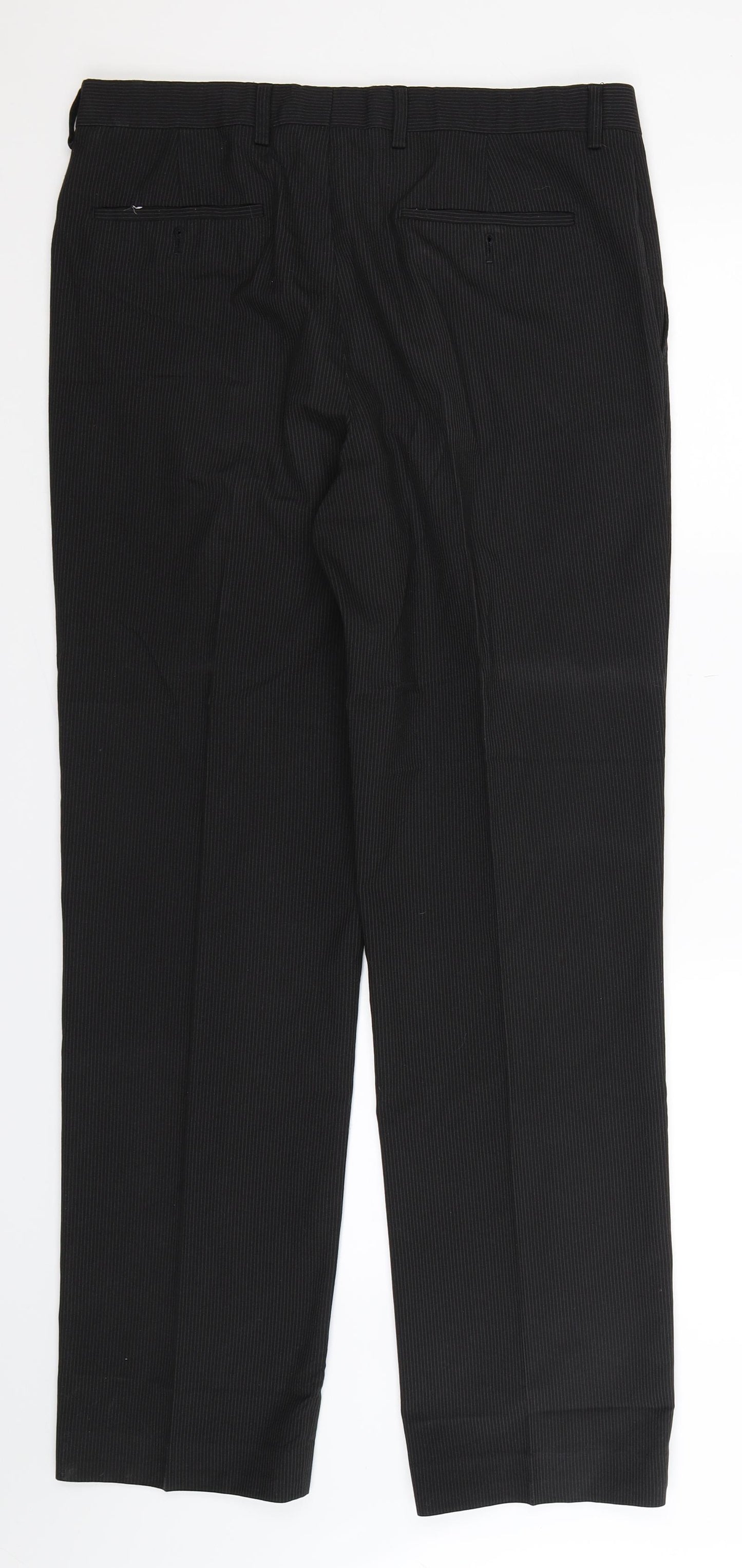 BHS Mens Black Striped  Dress Pants Trousers Size 34 L32 in