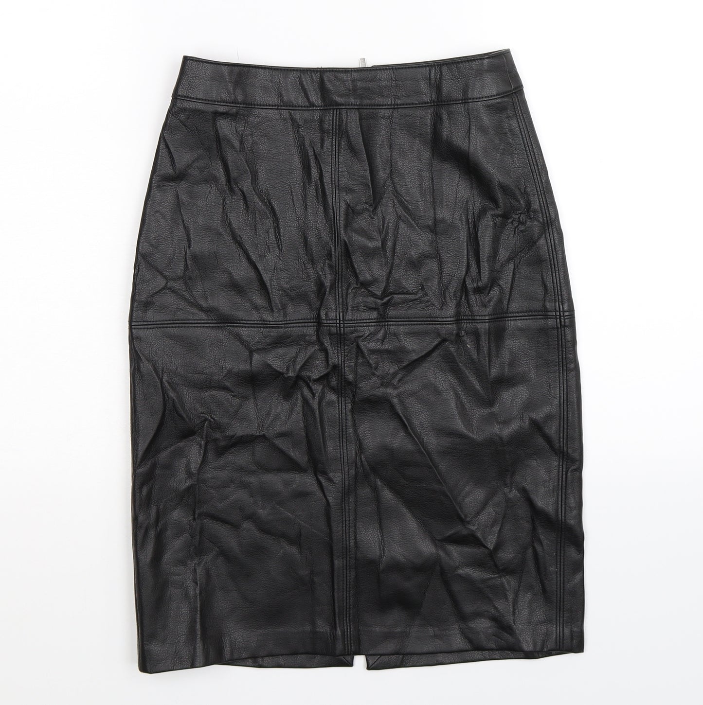 Oodji Womens Black   Straight & Pencil Skirt Size 26 in  - Faux Leather
