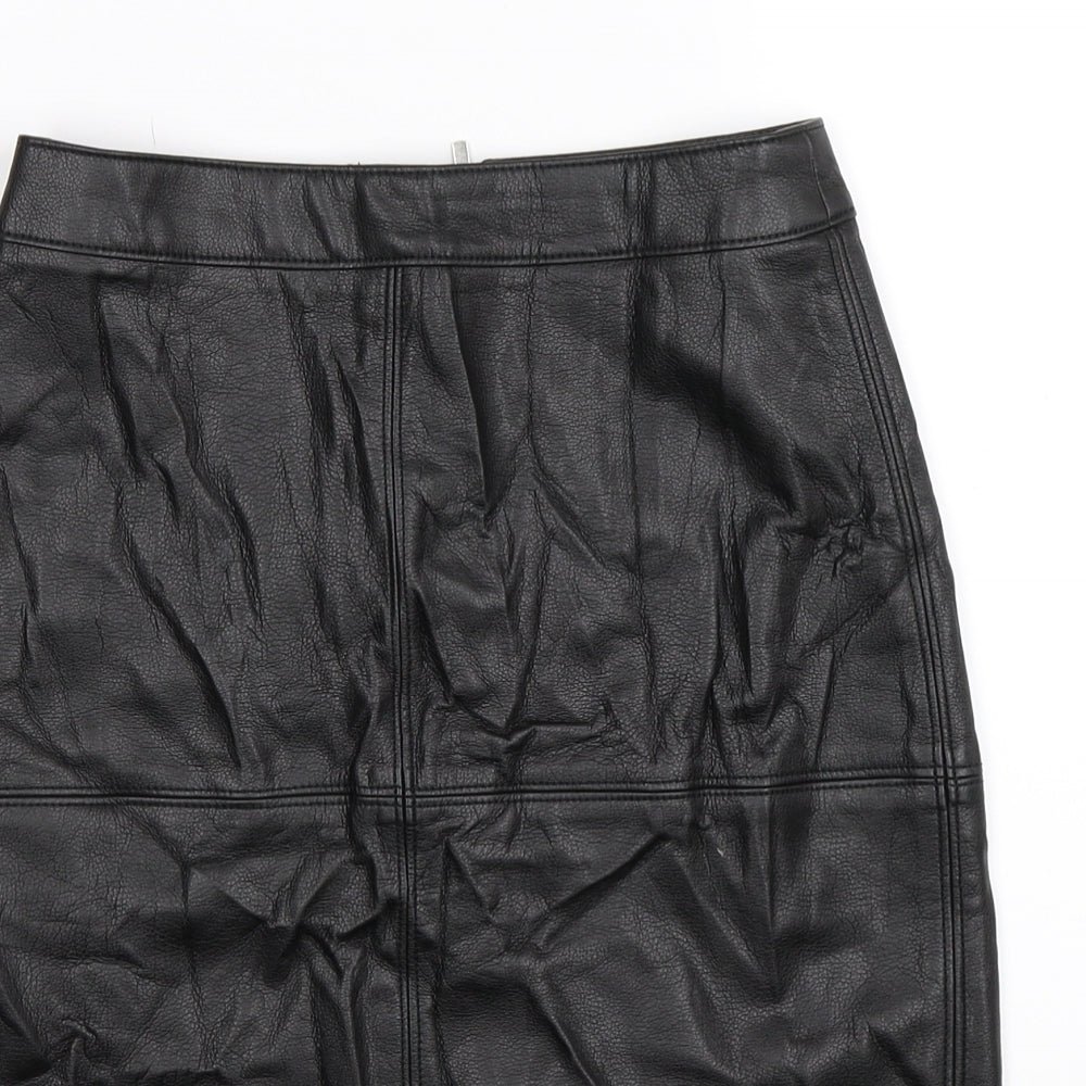 Oodji Womens Black   Straight & Pencil Skirt Size 26 in  - Faux Leather
