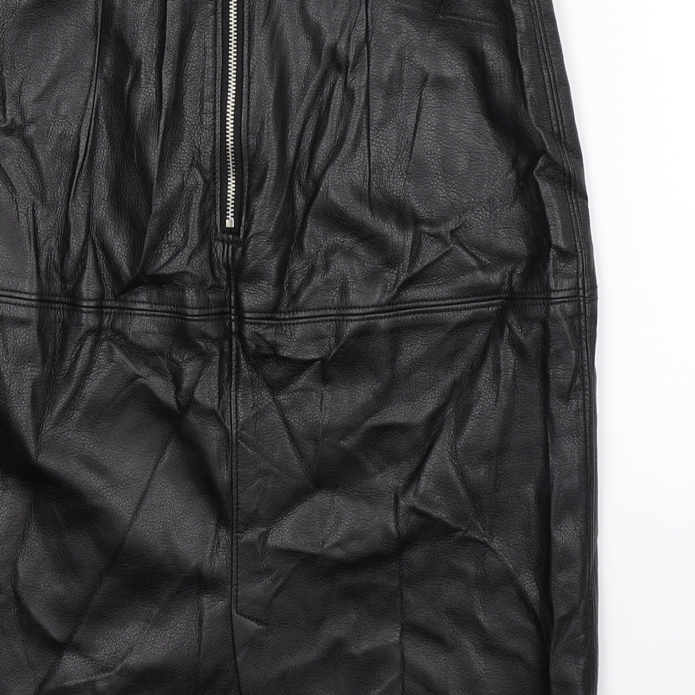 Oodji Womens Black   Straight & Pencil Skirt Size 26 in  - Faux Leather