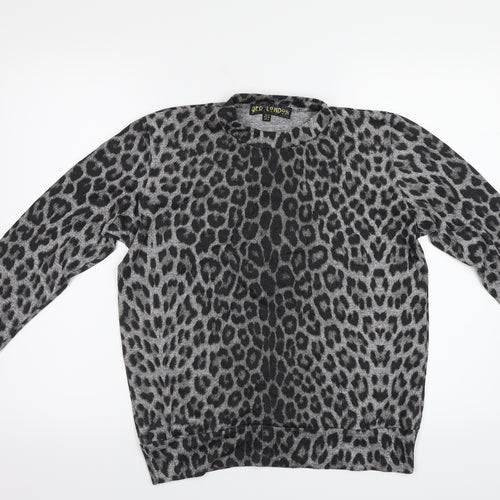 QED London Womens Grey Animal Print  Pullover Sweatshirt Size 10
