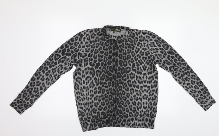 QED London Womens Grey Animal Print  Pullover Sweatshirt Size 10