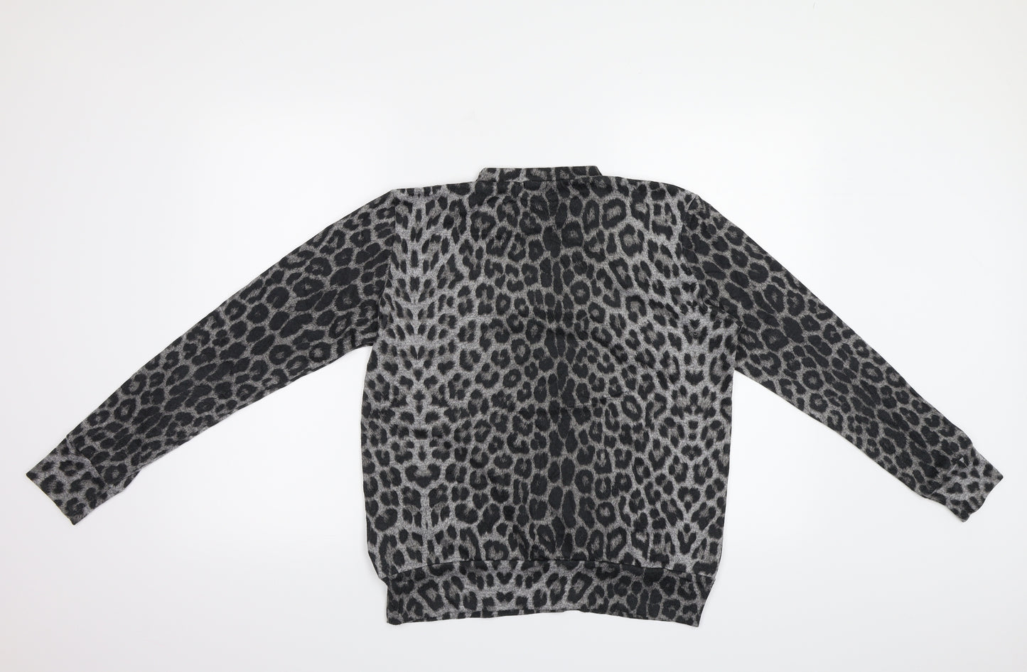 QED London Womens Grey Animal Print  Pullover Sweatshirt Size 10