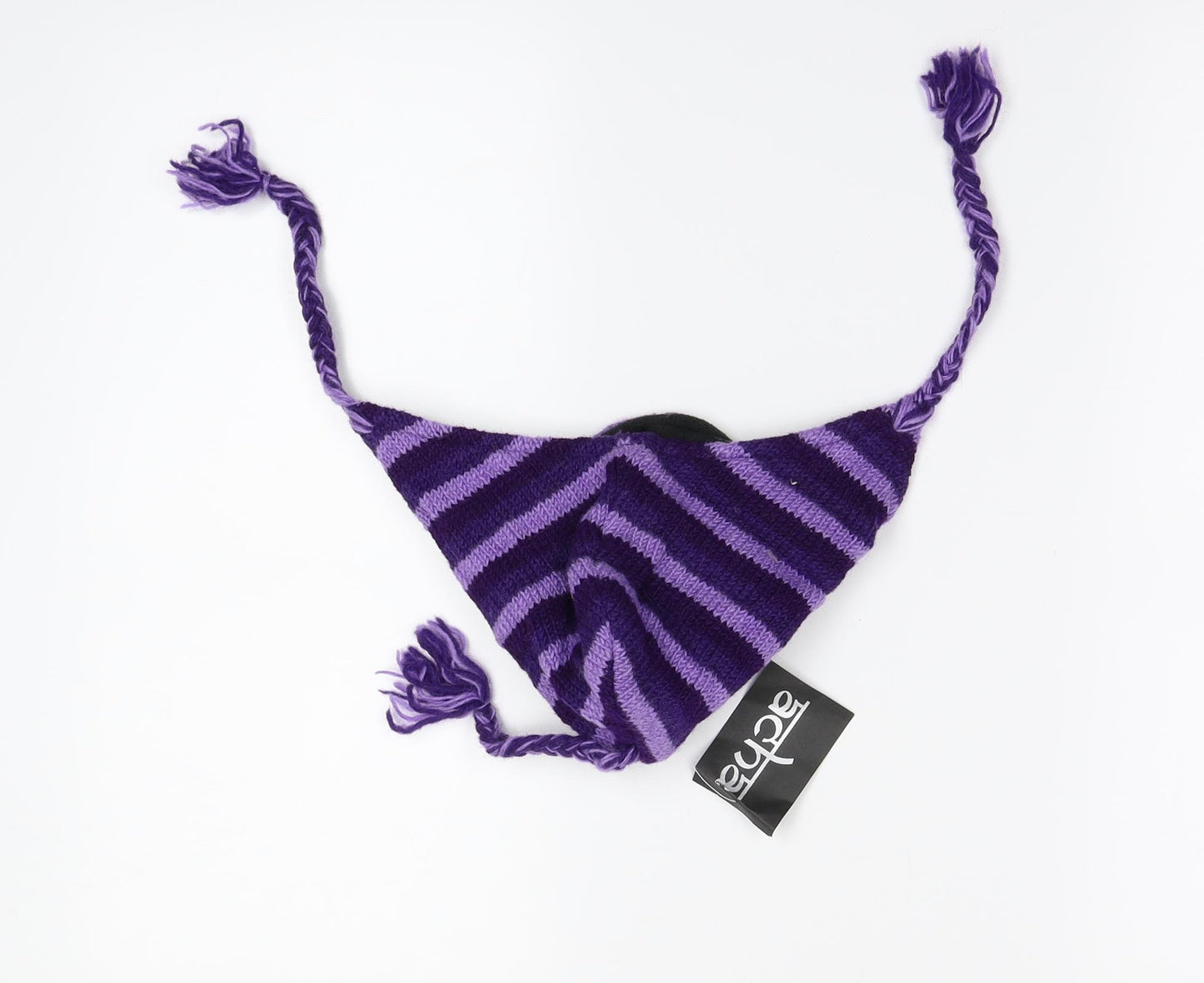 Preworn Girls Purple Striped  Bobble Hat  One Size