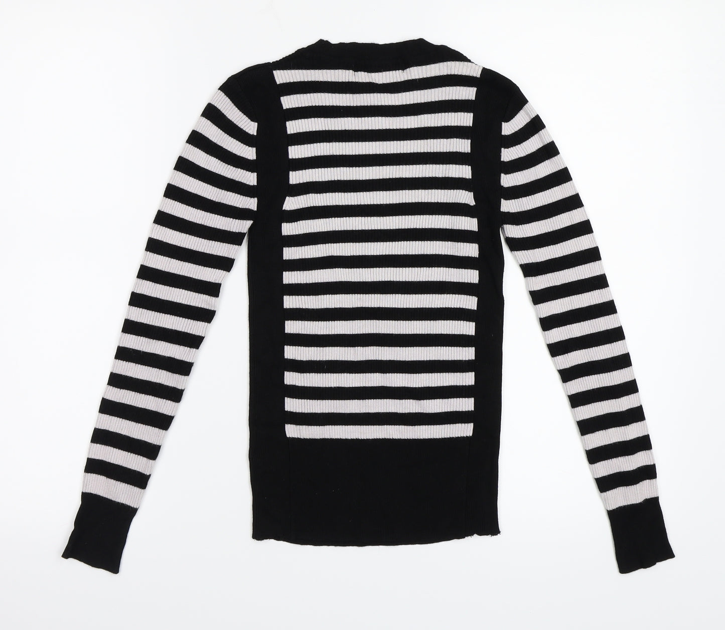 M&S Womens Black Striped  Basic T-Shirt Size 6