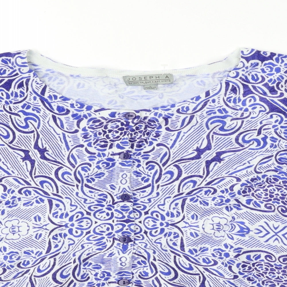 Jospeha Womens Blue Floral  Cardigan Jumper Size L