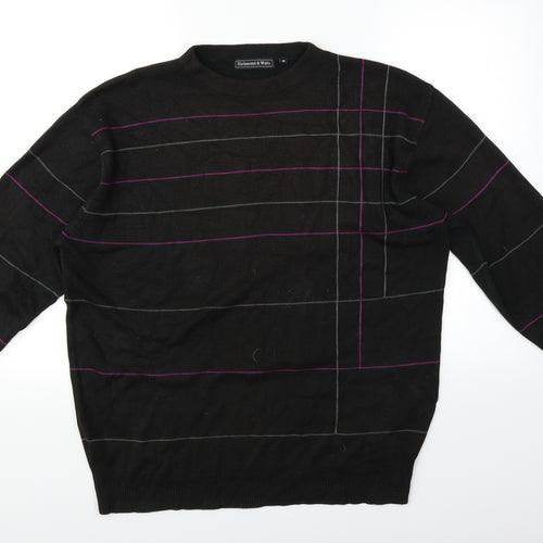 Richmond & Watts Mens Black Striped  Pullover Jumper Size M