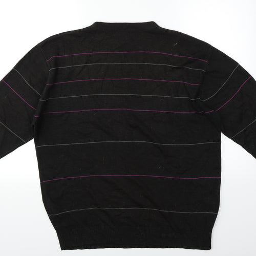 Richmond & Watts Mens Black Striped  Pullover Jumper Size M