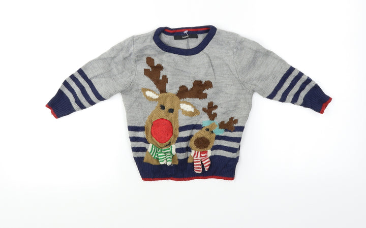 George Baby Grey   Pullover Jumper Size 12-18 Months  - Reindeer