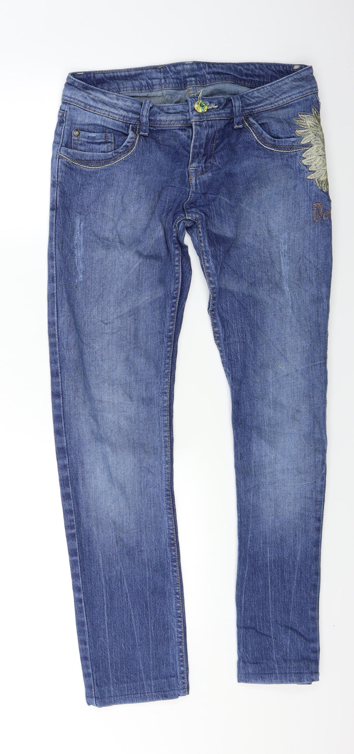 Preworn Womens Blue  Denim Skinny Jeans Size 30 L28 in - Flower print