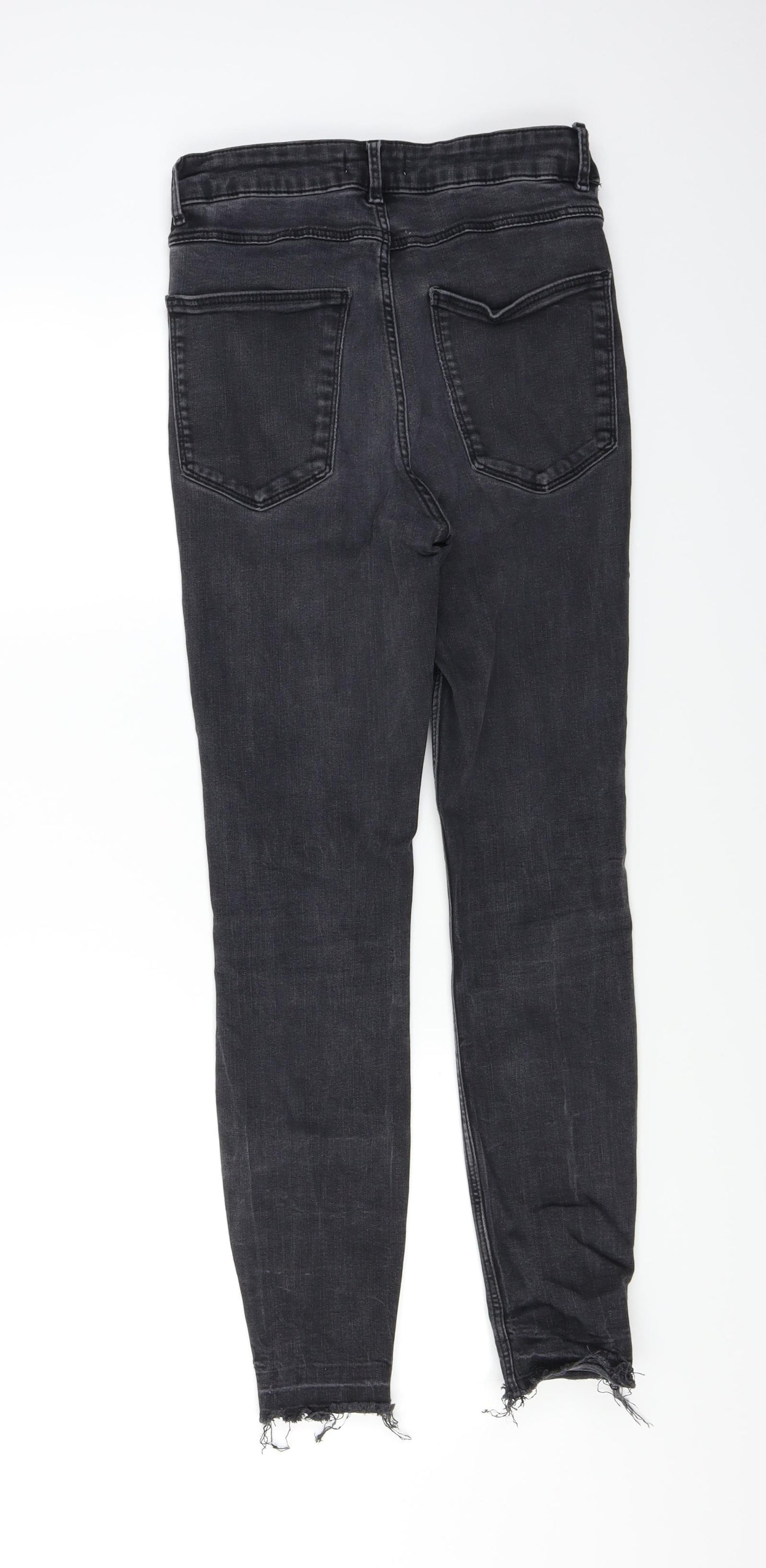 Zara Womens Black  Denim Skinny Jeans Size 4 L24 in - Distressed Hem