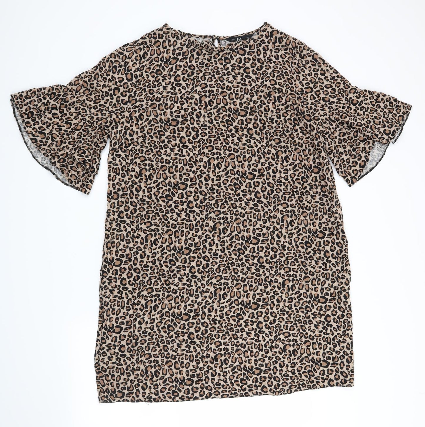 F&F Womens Beige Animal Print  T-Shirt Dress  Size 16  - leopard print