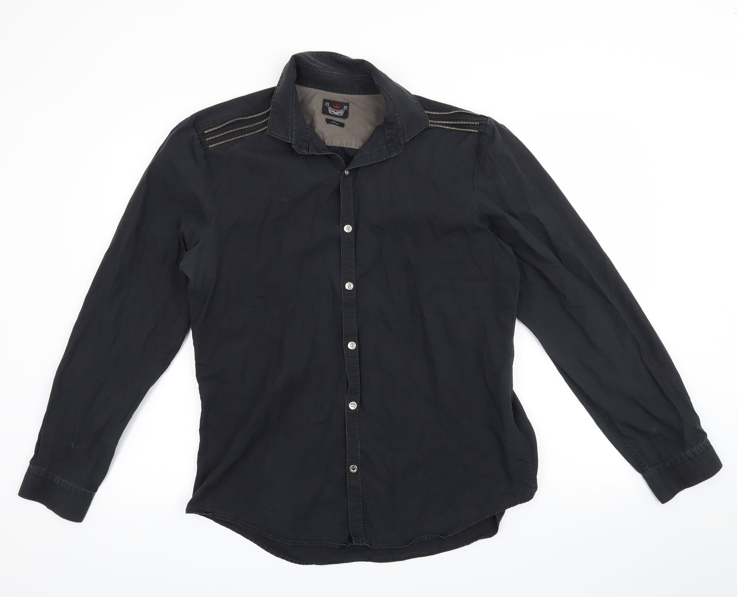 River Island Mens Black    Button-Up Size L  - 100% Cotton
