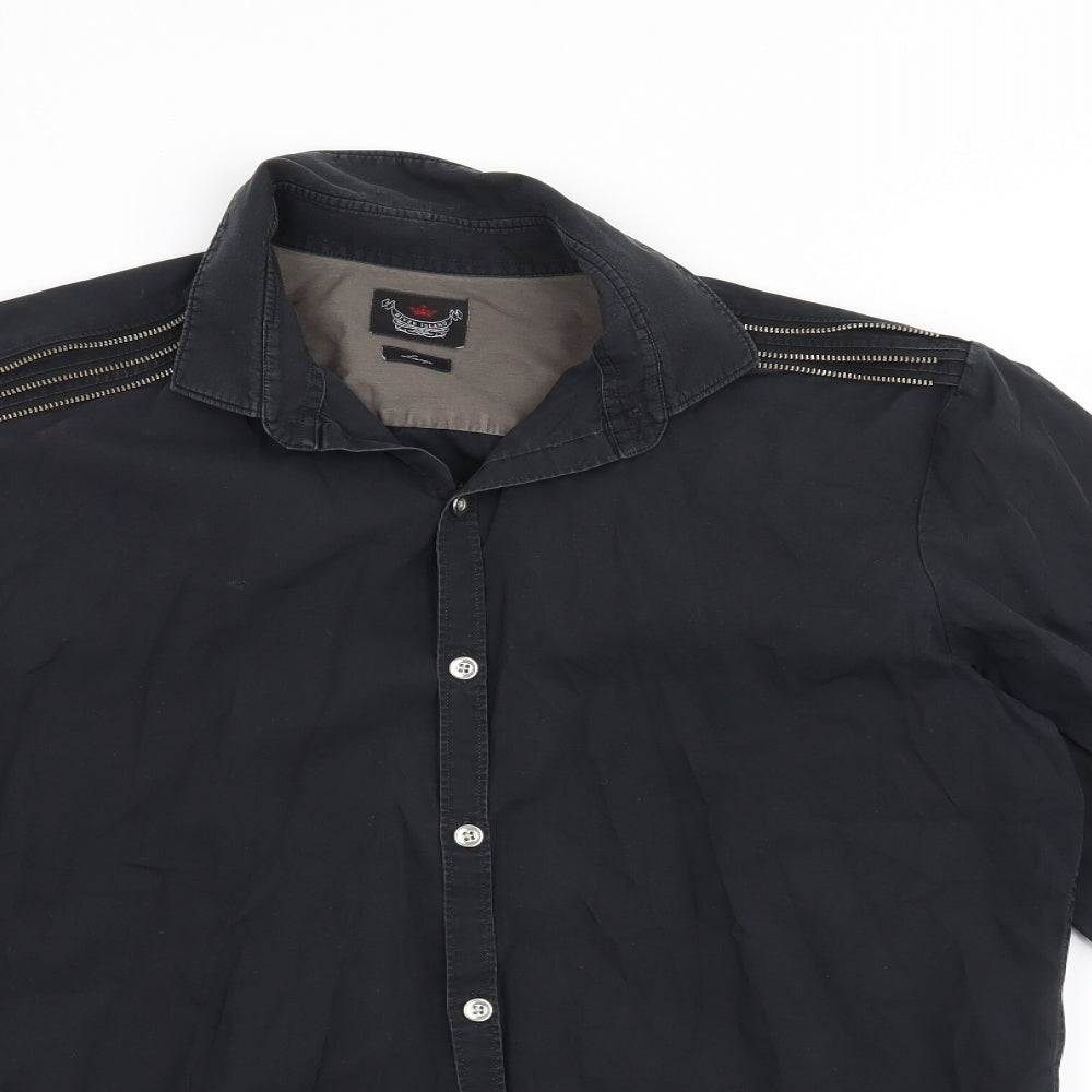 River Island Mens Black    Button-Up Size L  - 100% Cotton