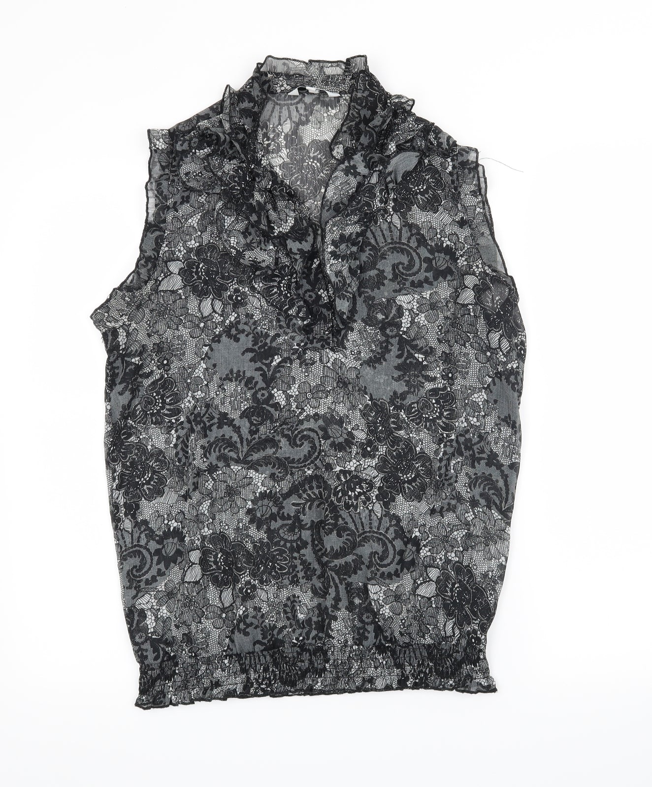 New Look Womens Black Floral  Basic Blouse Size 12