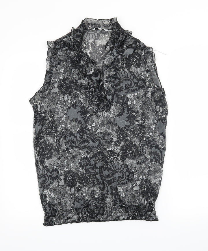 New Look Womens Black Floral  Basic Blouse Size 12