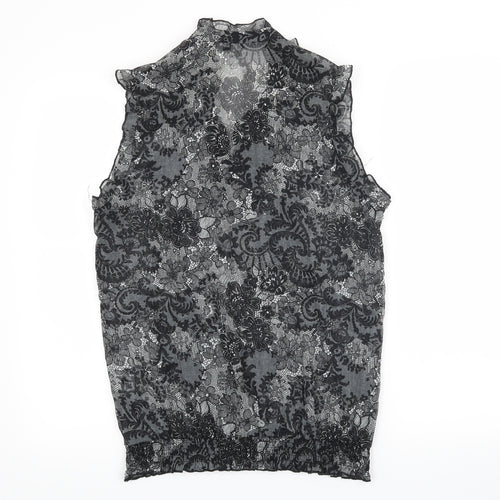 New Look Womens Black Floral  Basic Blouse Size 12
