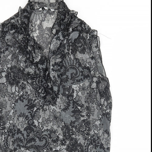 New Look Womens Black Floral  Basic Blouse Size 12