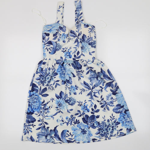 Select Womens White Floral  Tank Dress  Size 8  - padded