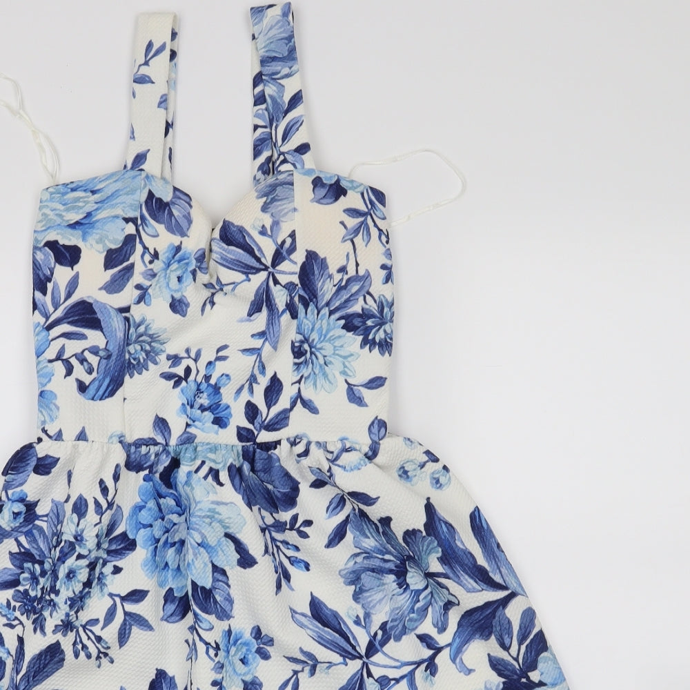 Select Womens White Floral  Tank Dress  Size 8  - padded