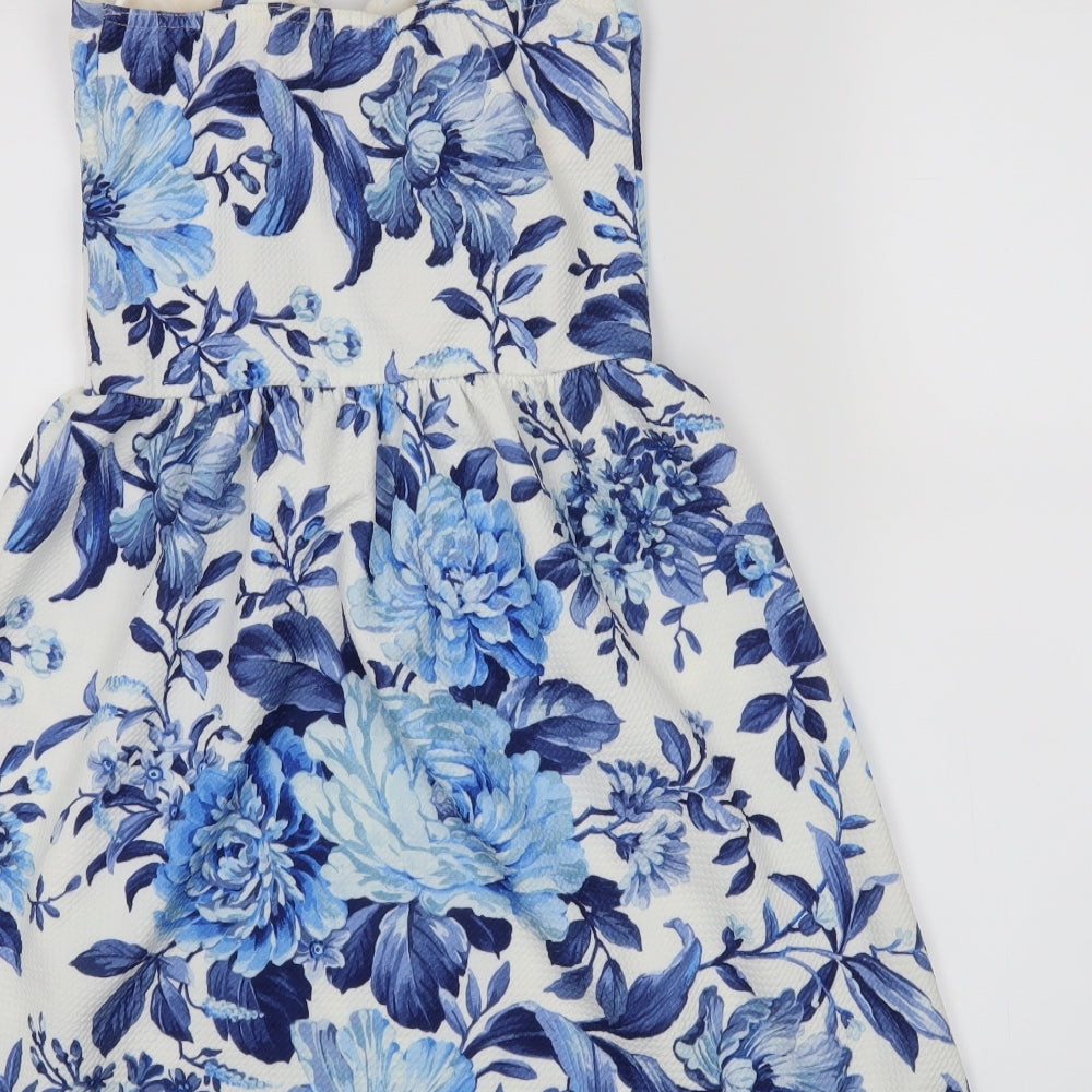Select Womens White Floral  Tank Dress  Size 8  - padded