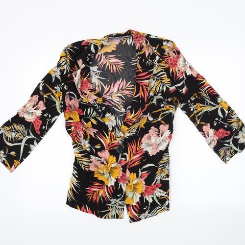 Nutmeg Womens Black Floral  Jacket Coatigan Size 8  - 100% viscose