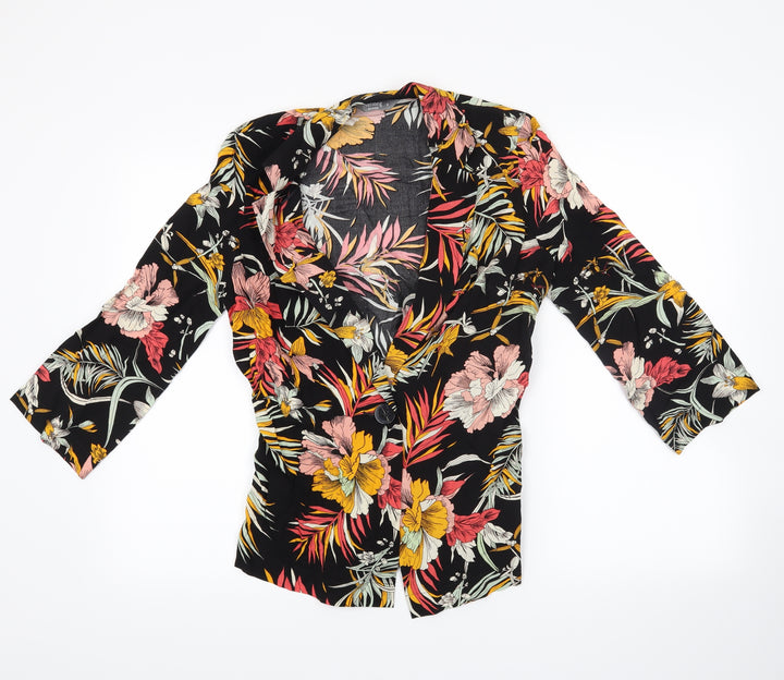 Nutmeg Womens Black Floral Jacket Coatigan Size 8 - 100% viscose