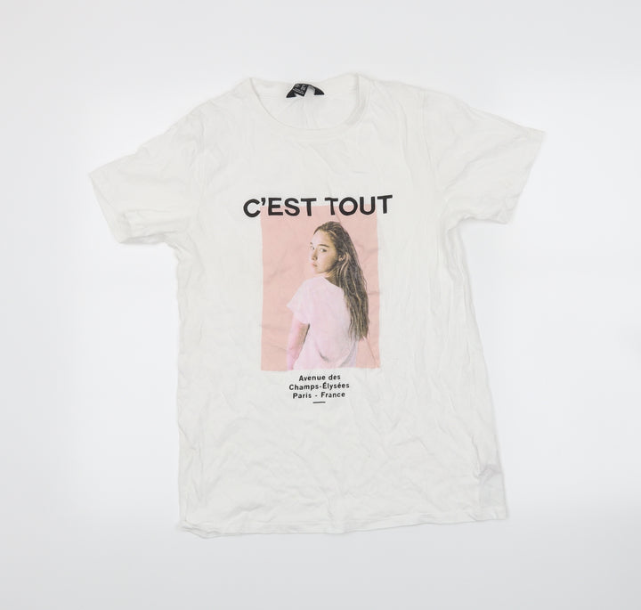 New Look Womens White Basic T-Shirt Size 8 - c'est tout