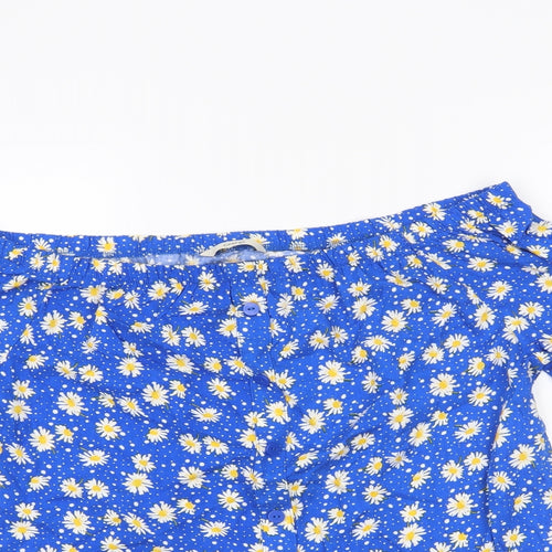 George Womens Blue Floral  Basic Blouse Size 8