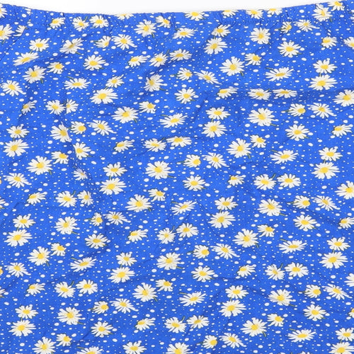George Womens Blue Floral  Basic Blouse Size 8
